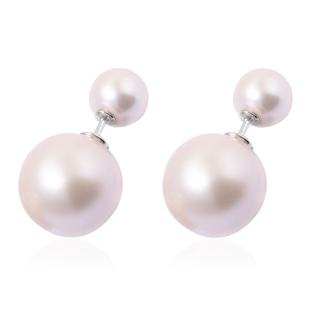 Pearl Earrings Studs Simulated Sterling Silver